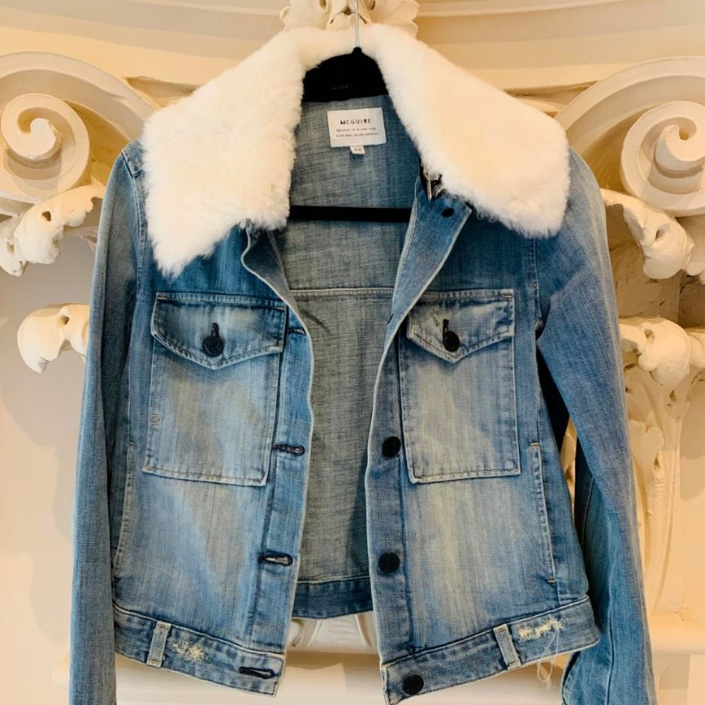 McGuire Denim Sherpa Collar Bungalow Jacket S